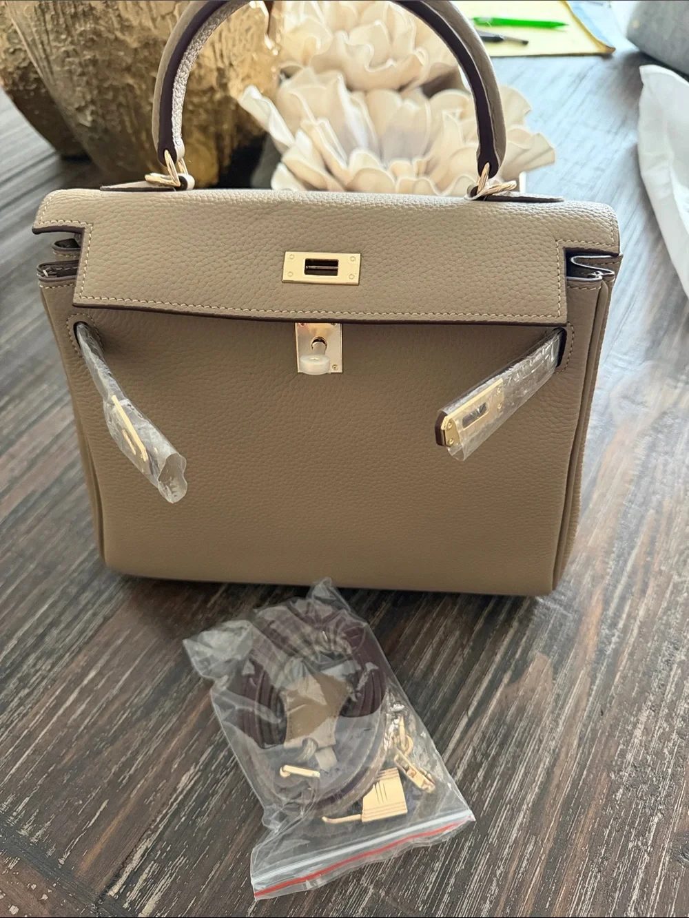 Classic Top-Handle Women’s Bag in Taupe